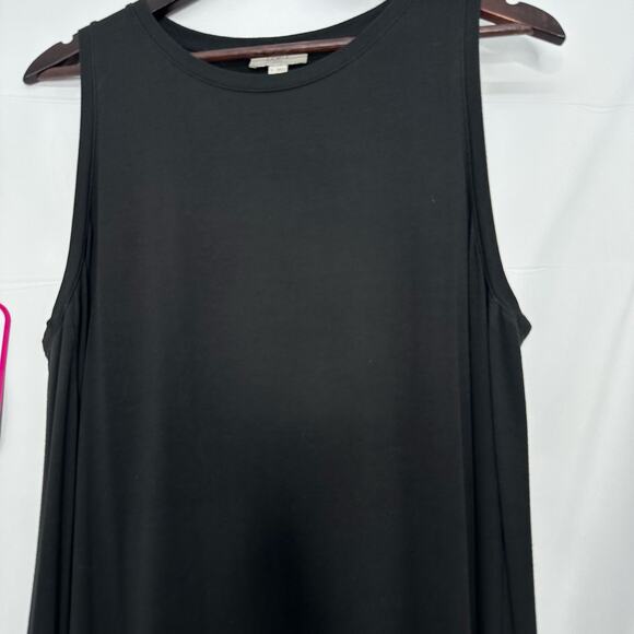 Ann Taylor LOFT Outlet Basic Black Knit Shift Dress Large Casual Minimalist Norm - Picture 3 of 6